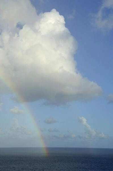 Caribbean, U. S. Virgin Islands, St. Thomas. Seascape with rainbow over the Atlantic