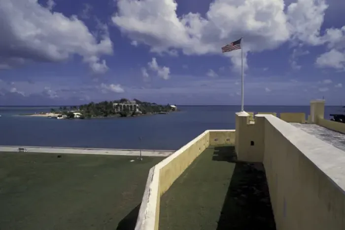 Framed Print : CARIBBEAN, USVI, Saint Croix, Port Alucroix US flag flying above Nat l Park Service building Framed Print : CARIBBEAN, USVI, Saint Croix, Port Alucroix US flag flying above Nat l Park Service building