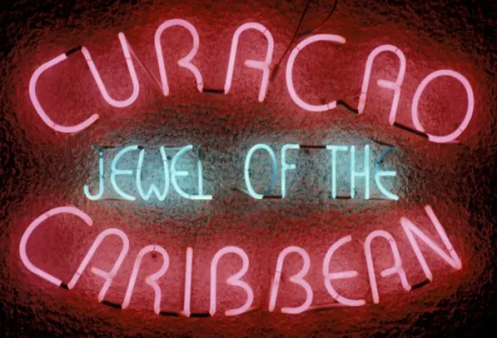 Framed Print : Caribbean, West Indies, Curacao. Neon sign Framed Print : Caribbean, West Indies, Curacao. Neon sign