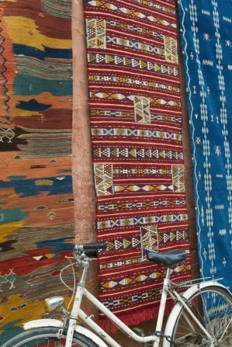 Framed Print : Carpets for sale, Souk, Medina, Marrakech (Marrakesh), Morocco, North Africa, Africa