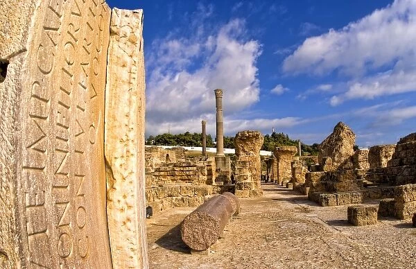 Carthage Tunisia old city with Roman baths of Antoninus Pius in 138 AC in Africa