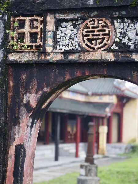 Carved arch inside the Imperial Palace, in Hue, Vietnam