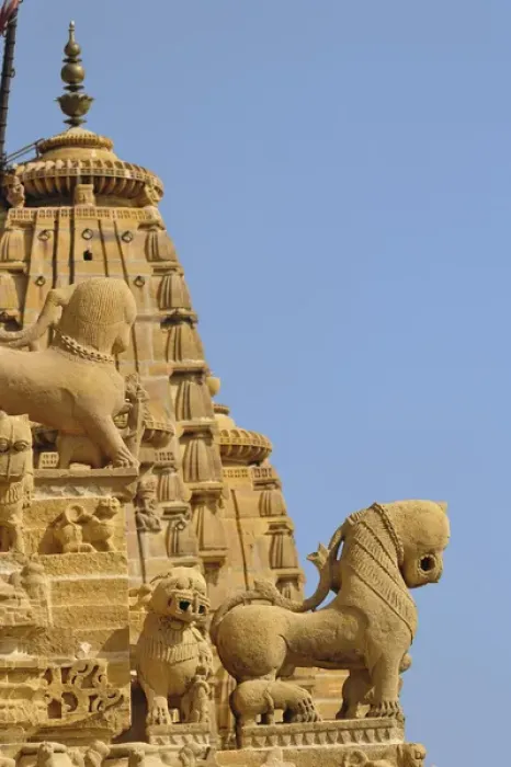Framed Print : Carved figures on Jain Temple, Jaisalmer, India