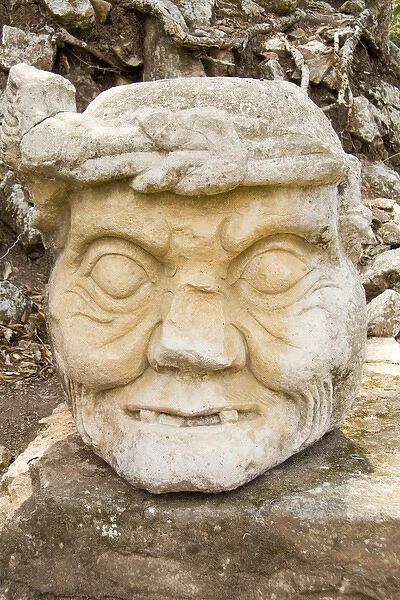 Carved sculptures of Stone at the Fabulous Maya ruins of Mayan Civilization in Copan