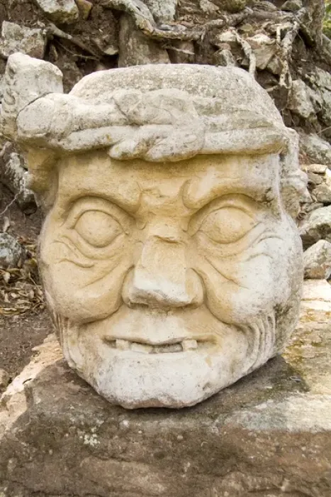 Framed Print : Carved sculptures of Stone at the Fabulous Maya ruins of Mayan Civilization in Copan