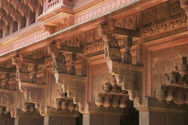 Carving details at Agra Fort, India