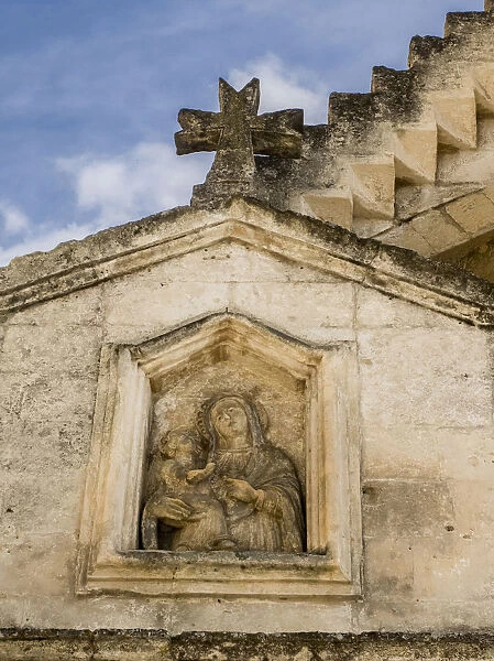 Carving on a small chapel in old town Matera