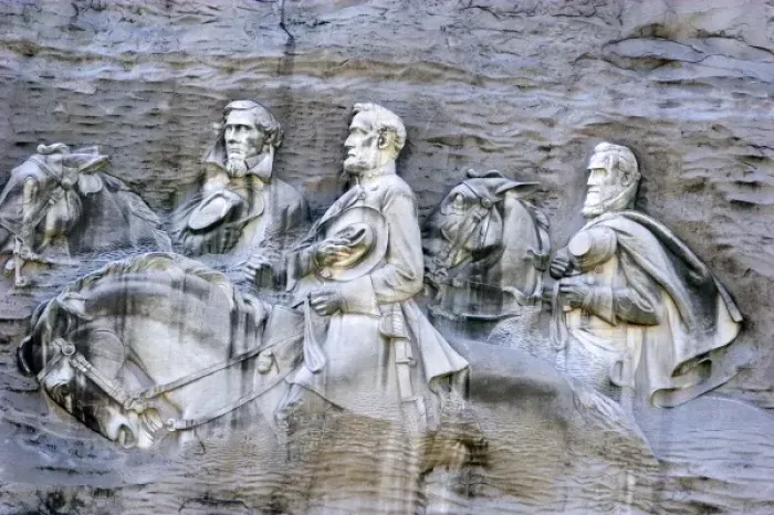 Framed Print : Carving of Stonewall Jackson, Robert E. Lee, and Jefferson Davis at Stone Mountain, Georgia