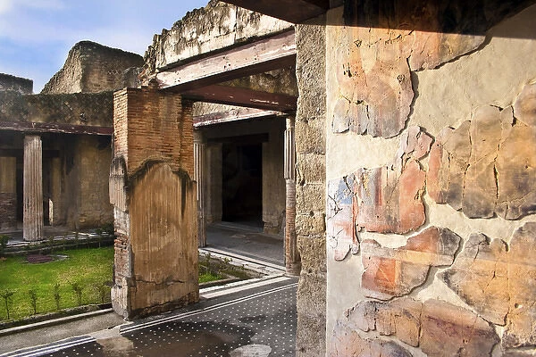 Casa dei Cerv (House of the Deer), ruins of the old Roman city of Herculaneum near Naples, Italy