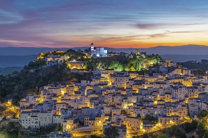 Framed Print : Casares, Malaga, Andalusia, Spain. Evening view of the village of Casares in Andalusia Framed Print : Casares, Malaga, Andalusia, Spain. Evening view of the village of Casares in Andalusia