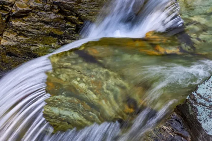 Framed Print : Cascades in Baring Creek in Glacier National Park, USA