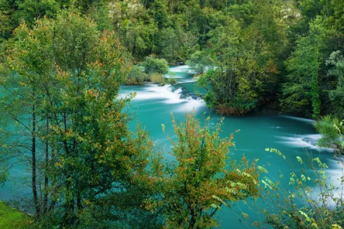 Framed Print : Cascades and fall color along the Mreanica River, Croatia Framed Print : Cascades and fall color along the Mreanica River, Croatia