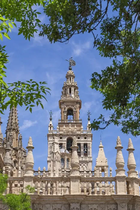 Framed Print : Casco Antiguo, Seville, Seville Province, Andalusia, Spain. Bell tower of the Seville Cathedral