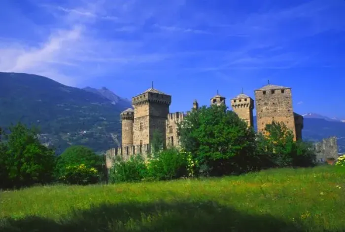 Framed Print : Castle of Fenis near Italian Alps in Fenis, Italy