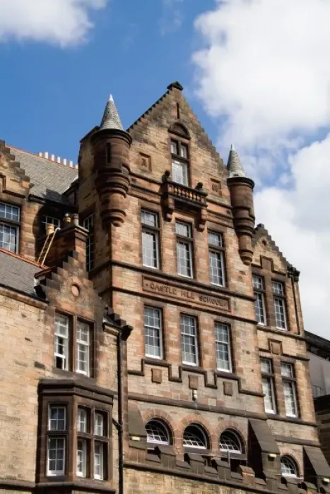 Framed Print : Castle Hills School building in capital of Edinburgh Scotland