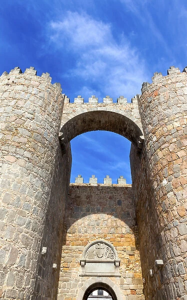 Castle Town Walls Arch Gate Avila Castile Spain. Described as the most 16th century town in Spain