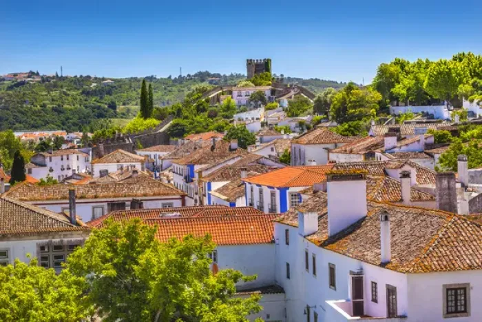 Framed Print : Castle Wals Turrets Towers Medieval Town Obidos Portugal Framed Print : Castle Wals Turrets Towers Medieval Town Obidos Portugal
