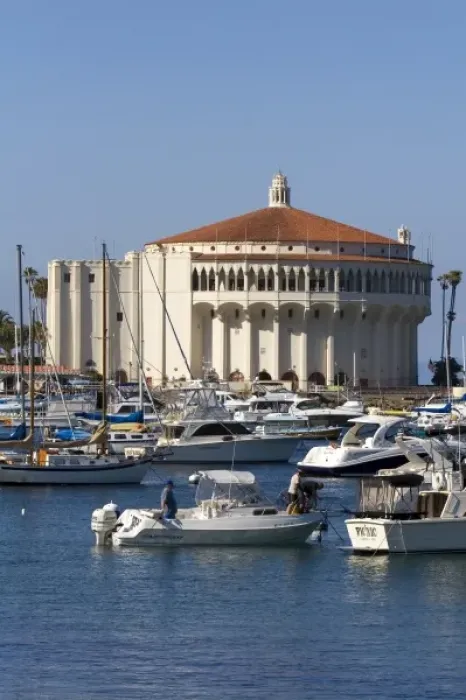 Framed Print : The Catalina Casino and Avalon harbor on Catalina Island, California, USA