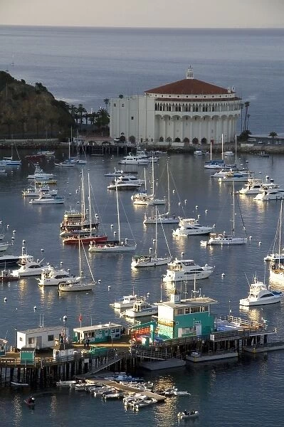 The Catalina Casino and Avalon harbor on Catalina Island, California, USA