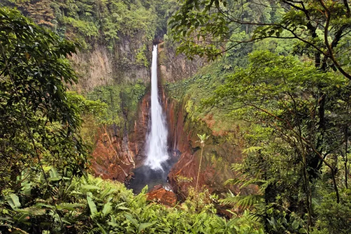 Framed Print : Catarata Del Toro Waterfall, in the mountains of Bajos del Toro Amarillo, Sarchi, Costa Rica