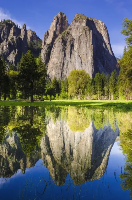 Framed Print : Cathedral Rocks reflected in pond, Yosemite National Park, California, USA Framed Print : Cathedral Rocks reflected in pond, Yosemite National Park, California, USA