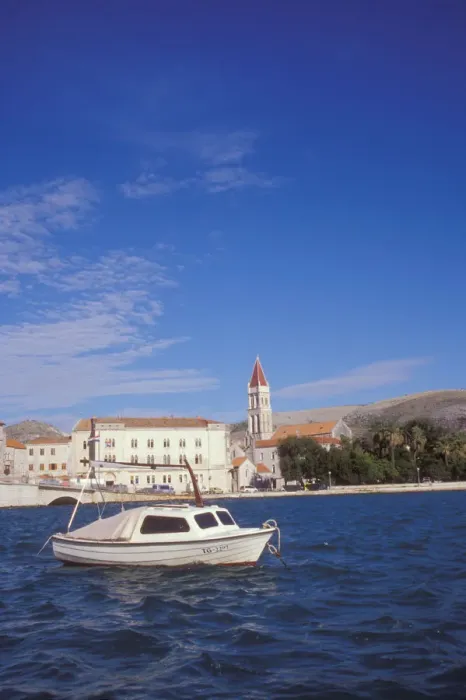 Framed Print : The Cathedral of Saint Lovro in Trogir stands behind a small boat in the Trogir Canal Framed Print : The Cathedral of Saint Lovro in Trogir stands behind a small boat in the Trogir Canal