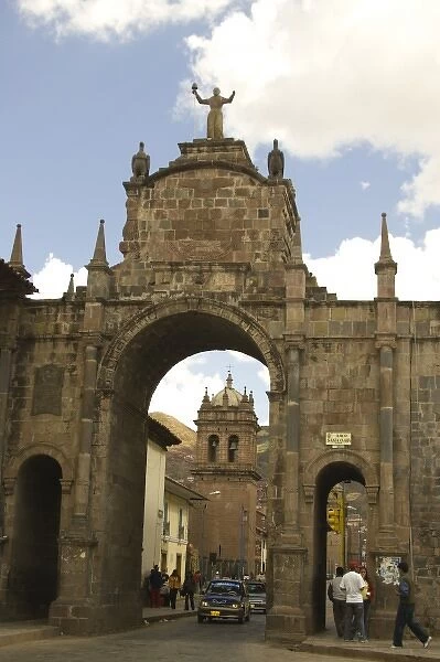Cathedral viewed through arch, Cuzco, Peru