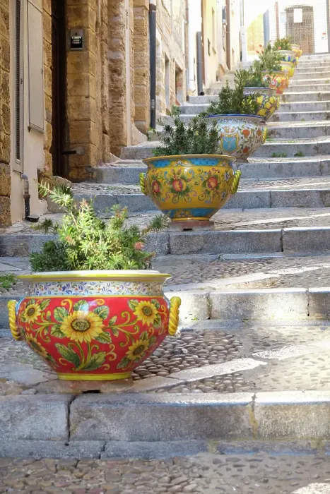 Framed Print : Cefalu, Sicily. Colorful pots.(Editorial Use Only) Framed Print : Cefalu, Sicily. Colorful pots.(Editorial Use Only)