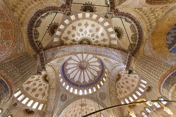 Ceiling decoration in the Blue Mosque. Istanbul. Turkey