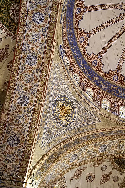 Ceiling decoration in the Blue Mosque. Istanbul. Turkey