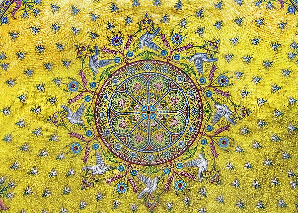 Ceiling pattern mosaic Notre-Dame de la Garde, Marseille, France. Constructed 1850's