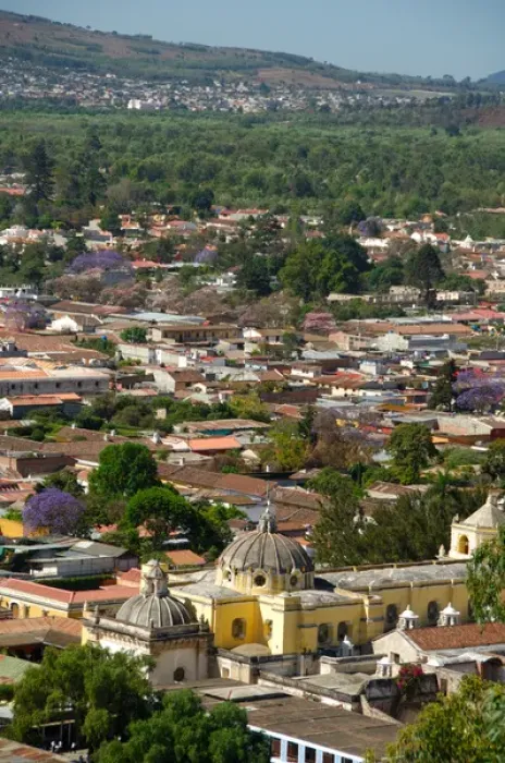 Framed Print : Central America, Guatemala, Antigua. Overview from Cross Hill. UNESCO World Heritage Site