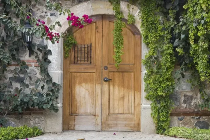 Framed Print : Central America, Guatemala, Antigua. Entry door at a local coffee plantation in Antigua