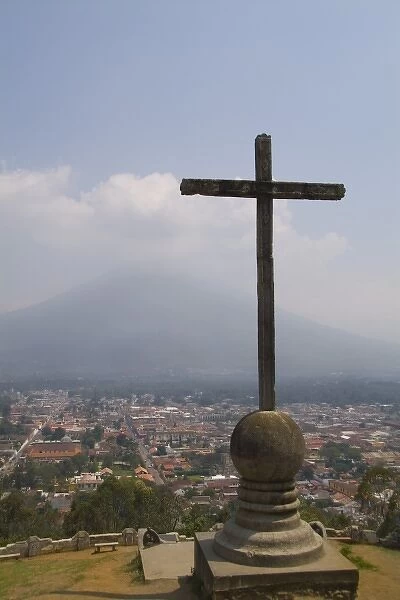 Central America, Guatemala, Antigua, Cross Hill called Cerro de la Cruz on mountain