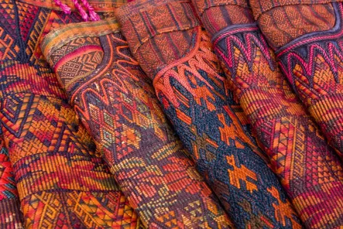 Framed Print : Central America, Guatemala, Chichicastenango. Traditional textiles on display Framed Print : Central America, Guatemala, Chichicastenango. Traditional textiles on display