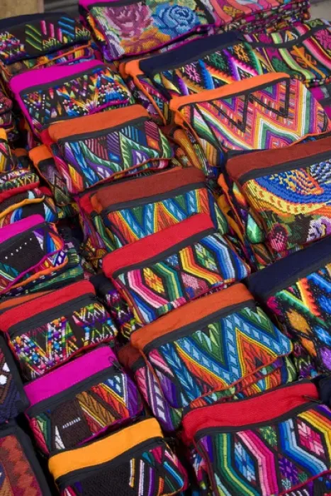 Framed Print : Central America, Guatemala, Chichicastenango. Embroidered textiles for sale in Chichicastenango