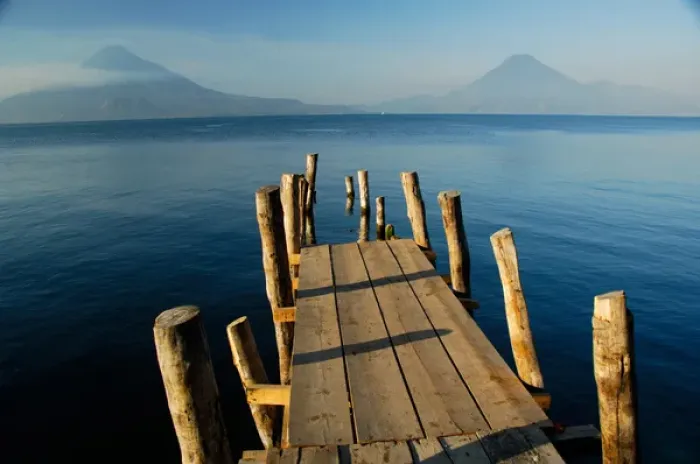 Framed Print : Central America, Guatemala, Western Highlands, Lake Atitlan, Panajachel. Early morning