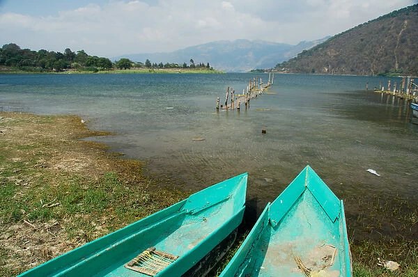 Central America, Guatemala, Western Highlands, Lake Atitlan, San Lucas Toliman. Boats