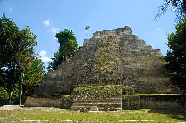 Central America, Guatemala, Yaxha. Pyramid ruins of Preclassic & Classic Period Mayan