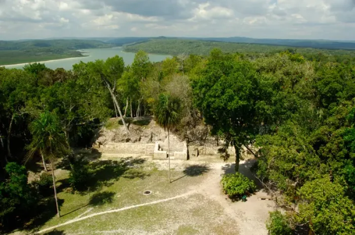 Framed Print : Central America, Guatemala, Yaxha. Ruins of Preclassic & Classic Period Mayan civilization