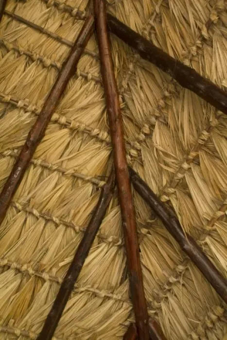 Framed Print : Central America, Nicaragua, Granada. Thatched roof of restaurant
