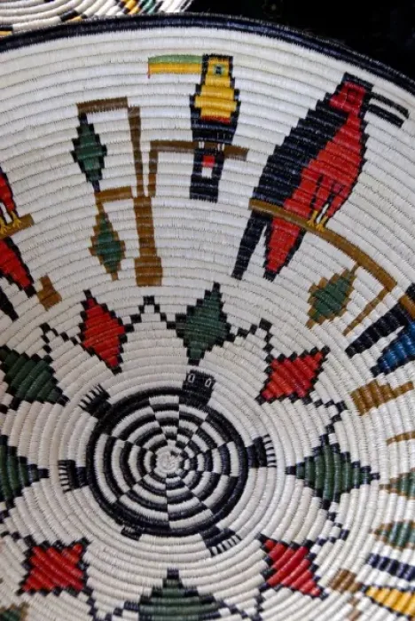 Framed Print : Central America, Panama, Cristobal. Local Embera Indian handicrafts, traditional baskets