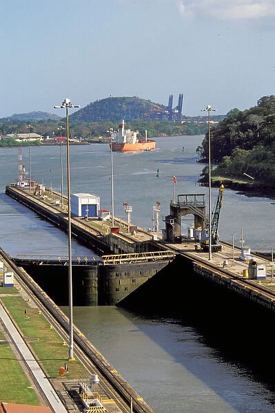 Central America, Panama, Panama Canal. Miraflores Locks