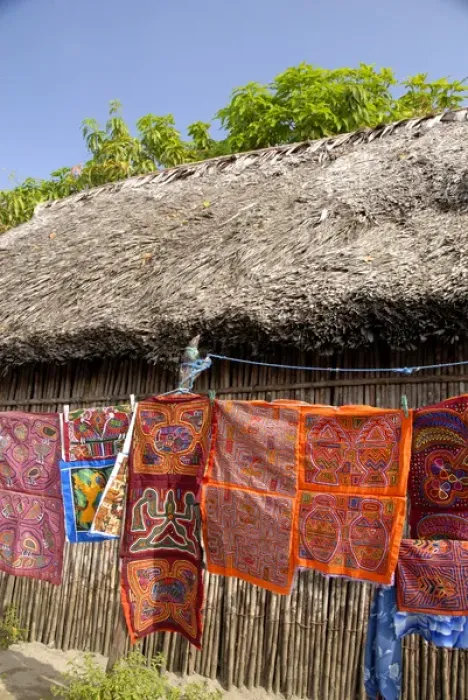 Framed Print : Central America, Panama, San Blas Islands (aka Kuna Yala). Colorful hand stitched Framed Print : Central America, Panama, San Blas Islands (aka Kuna Yala). Colorful hand stitched