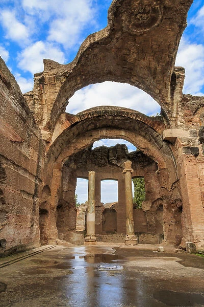 Central Italy, Lazio, Tivoli. Hadrians Villa, UNESCO World Heritage Site, The Grand Thermae