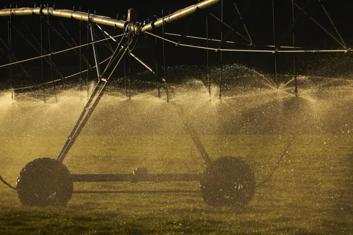 Framed Print : Centre pivot irrigation, near Twizel, Mackenzie District, South Canterbury, South Island