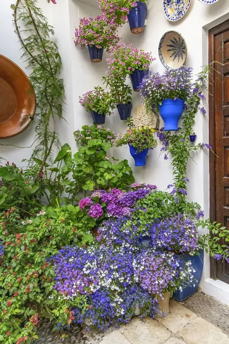 Framed Print : Centro District, Cordoba, Cordoba Province, Andalusia, Spain. May 2, 2023. Courtyard garden of a home in Cordoba. Editorial Use Only
