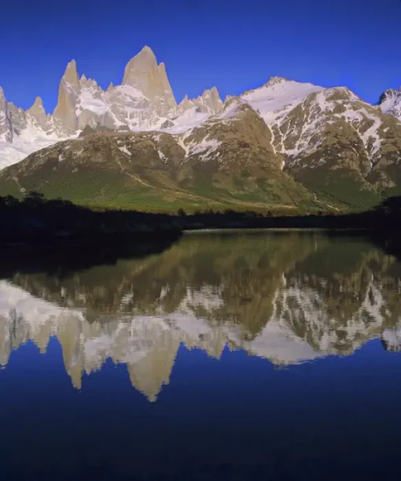 Framed Print : Cerro Fitzroy at sunrise with reflection in pothole lake, Los Glaciares National park Framed Print : Cerro Fitzroy at sunrise with reflection in pothole lake, Los Glaciares National park