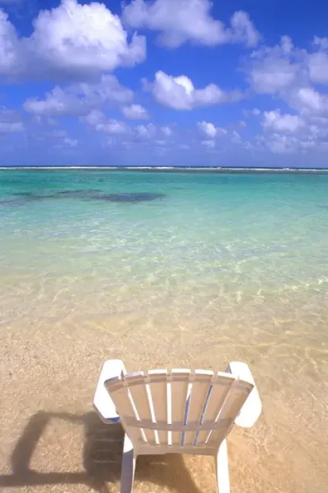 Framed Print : Chairs on beautiful beach in Cozumel Mexico