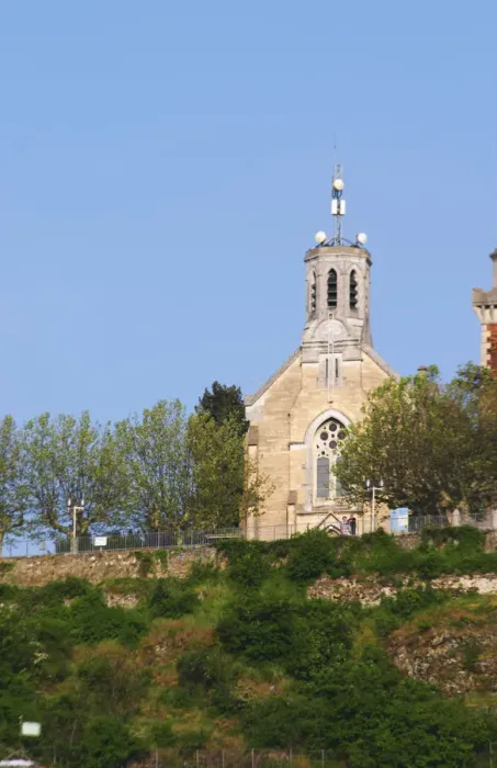 Framed Print : The chapel on the hill behind the Roman theatre, called Mont Pipet from which you